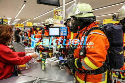 Aktion Atemschutzspaziergang mit Einkauf im Supermarkt der Freiwilligen Feuerwehr Mühlhausen im Täle