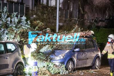 Sturm in der Region Stuttgart: Baum fällt auf Auto - Dächer abgedeckt - Gerüstteile fallen von Baustelle