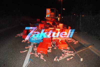LKW verliert 4 Tonnen Fleischabfälle