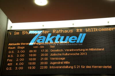 Bürgerinformationabend: Infoveranstaltung S21 für das Kernerviertel im Stuttgarter Rathaus