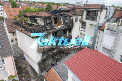 Brandruine nach Großfeuer in Gebäudekomplex in Sindelfinger Innenstadt