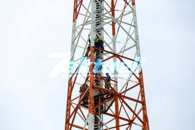 Übung: Person erleidet auf Funkmast medizinischen Notfall - Rettung in 50 Meter Höhe - Spezialkräfte aus Stuttgart vor Ort