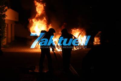 Vollbrand eines alten VW Golf 2 in Eningen unter Achalm
