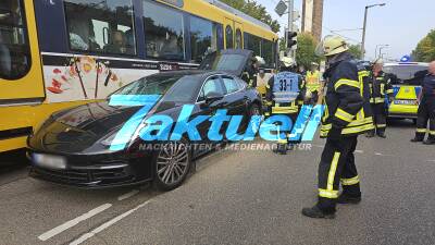 Erneut Verkehrsunfall in der Haldenrainstrasse in S-Rot - Porsche gegen Stadtbahn - rund 300.000 Euro Schaden