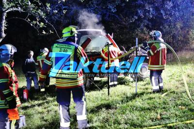 Traktor geht nach Defekt in Flammen auf - Einsatz für die Feuerwehr Remshalden