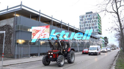 Bauernproteste im Stadtkreis Heilbronn: LKWs und Traktoren fahren durch die Stadt
