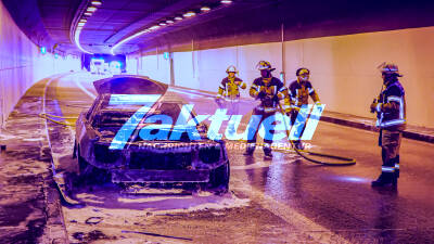B14: Fahrzeugbrand im Kappelbergtunnel - Beide Fahrtrichtungen voll gesperrt - Löscharbeiten im Tunnel