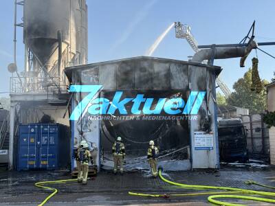 Politischer Anschlag auf Israel nahestehende Baustofffirma nach Iran-US-Angriff? Großbrand Baustoffhandel - Hakenkreuz auf LKW geschmiert