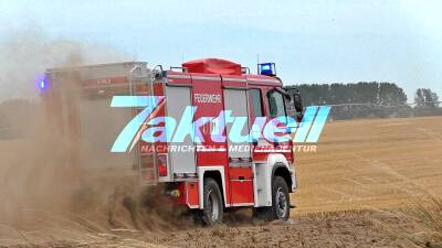 Hitzewelle in Ostprignitz-Ruppin: Sechs Hektar Getreidefelder gehen in Flammen auf